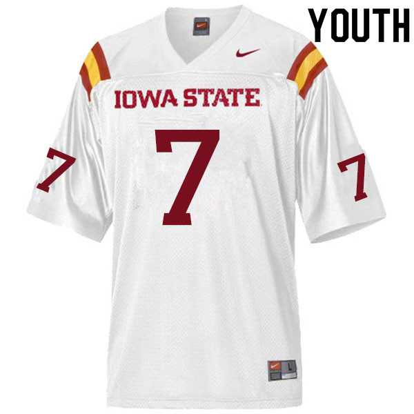 Iowa State Cyclones Youth #7 Justin Bickham Nike NCAA Authentic White College Stitched Football Jersey WF42H83HD
